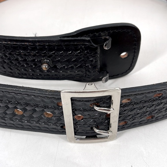 Dutyman 2-1/4" Basketweave Leather Sam Browne 4-Row Stitch Duty Belt 36 - Picture 5 of 8